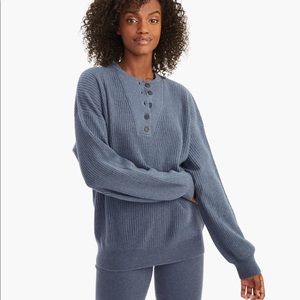 NWT NADAM Recycled Cashmere Ribbed Henley Sweater